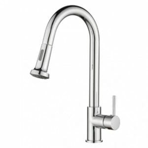 Round Chrome Pull Out Spray Kitchen Sink Mixer Tap