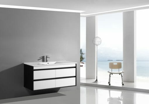 Matte White and Grey PU Lacquer Wall Hung Vanity