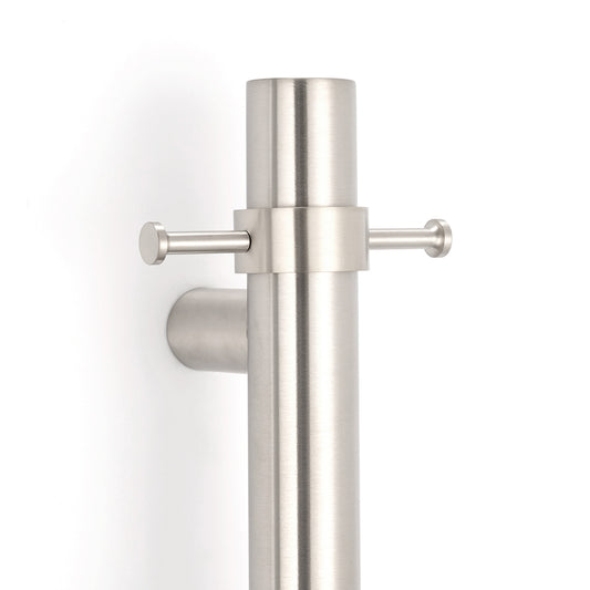 Radiant Cool Brushed Nickel Vertical 950mm Round NON-HEATED Single Bar Towel Rail