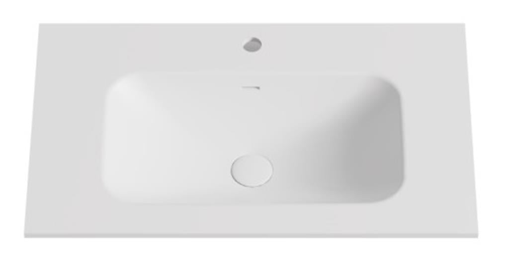 750mmx460mm Solid Surface Moulded Top - Matte White - Tap Hole