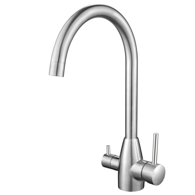 Brushed Nickel 3 Way Pure Drinking Water Hot & Cold Swivel Kitchen Mixer