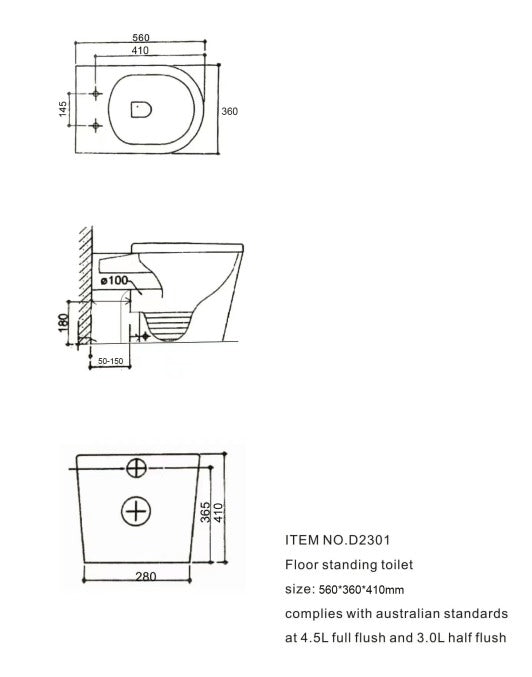 Ceramic Bathroom Rimless Toilet WC Floor Mounted Toilet Seat