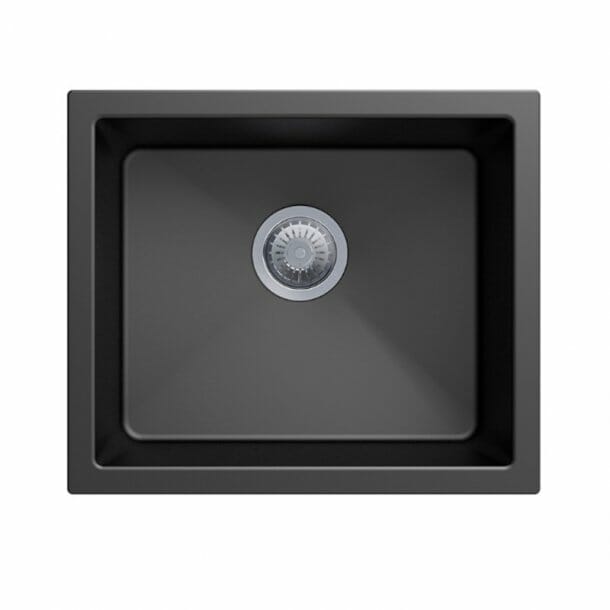 Carysil Black Single Bowl Granite Kitchen/Laundry Sink Top/Flush/Under Mount - 533x457x205mm