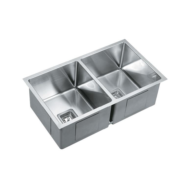Stainless Steel Kitchen Sink, Size: 1000*450*235mm, Double Bowl, Bowl Size: 400*400*235mm and 525*400*235mm, Square Waste PSW-S, KSS-1000