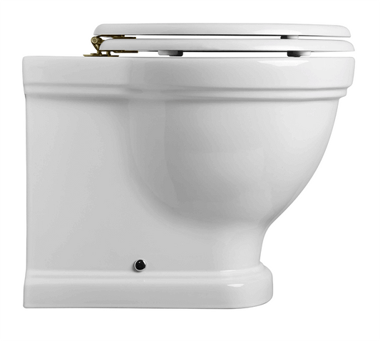 Claremont Floor Mounted Pan, Antique Brass Hinges, Seat And Pan Bend