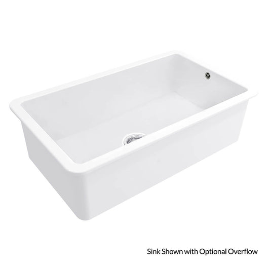KIT - Cuisine 81x48 Inset / Undermount Fireclay Sink Matte White with Overflow Incl. Waste