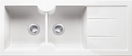 Cuisine 116 x 50 Double Bowl Sink with tap hole – Left Hand Drainer with Overflow