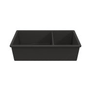 Cuisine 93 x 48 One and a Half Bowl Inset / Undermount Fine Fireclay Matte Black Sink With Overflow