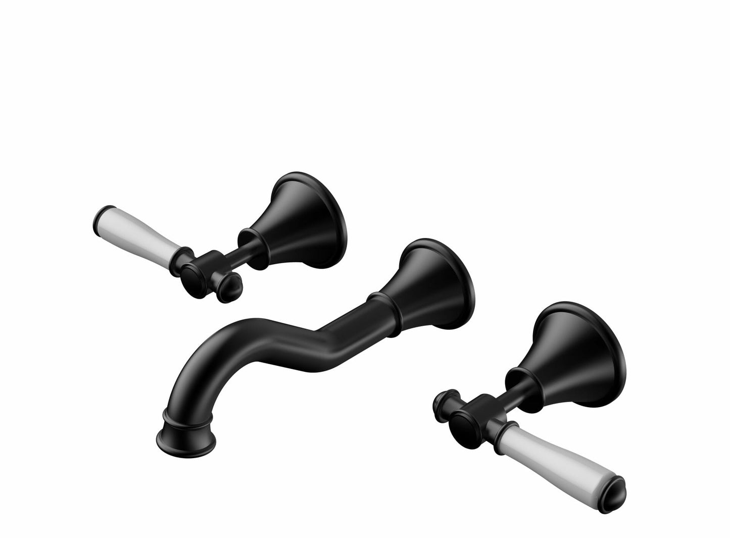 Clasico Bath Set Ceramic Hahdle in Matt Black