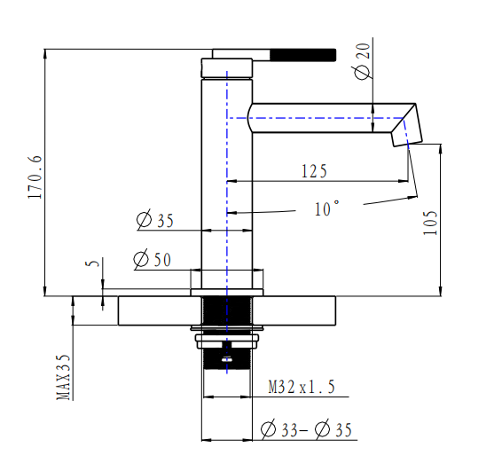 CADDENCE Brushed Brass Basin Mixer