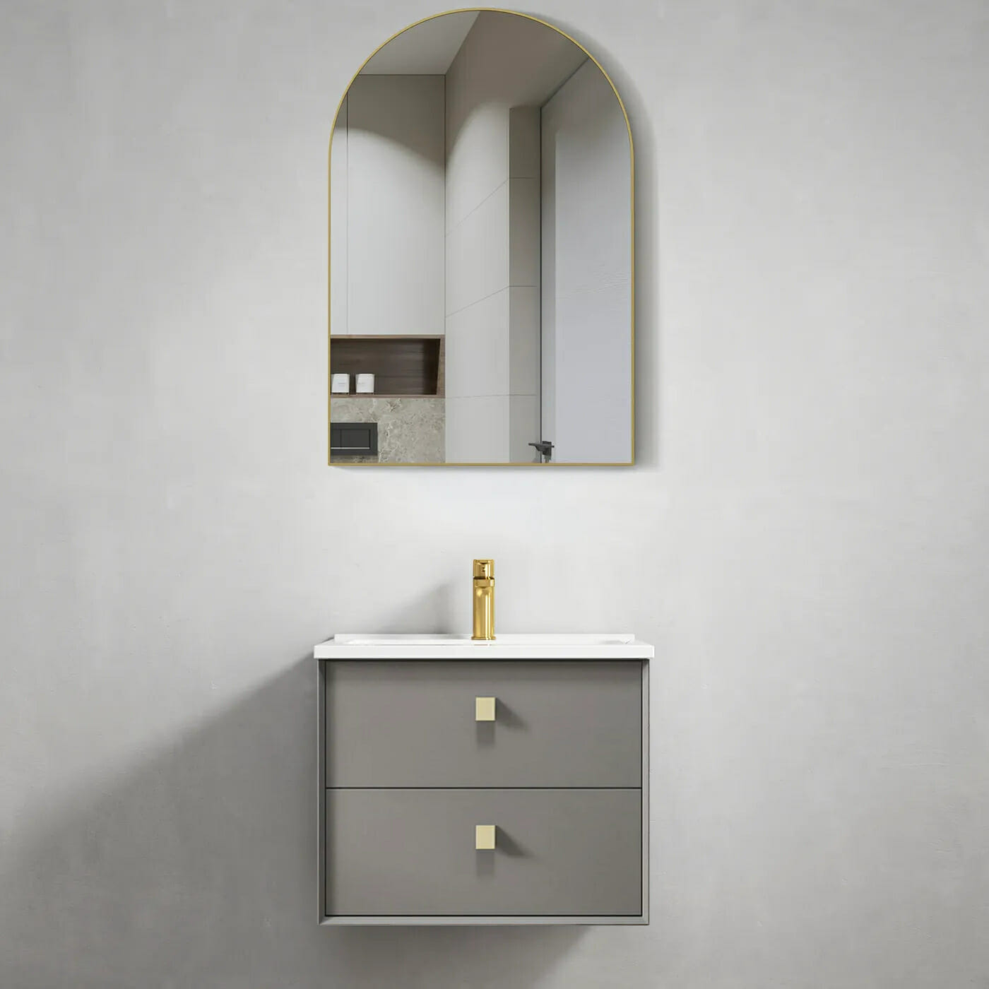 Boston Bevel Edge Wall Hung Vanity - Matte Grey - 600mm