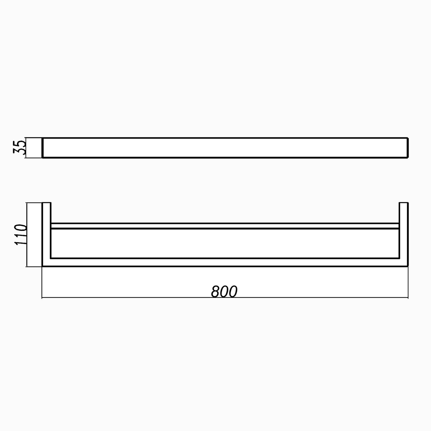 IVANO Series Brushed Brass Double Towel Rail 800mm