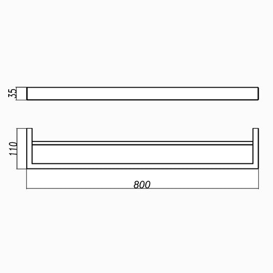 IVANO Series Black Double Towel Rail 800mm