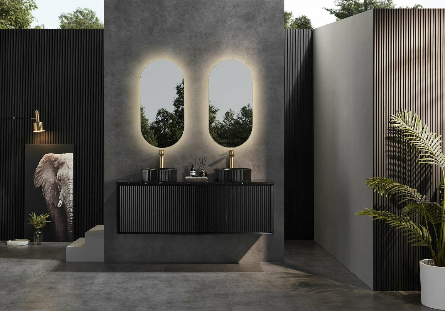 Kirribilli / Kliff Wall Hung Vanity - Matt Black - 1500mm
