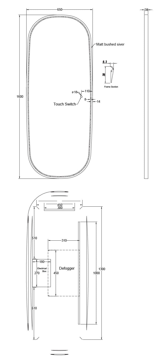 Dressing LED Mirror - 1600x650mm **Discontinued/Clearance Stock No Exchange or Refund
