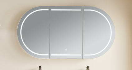 1500mmx800mm Olivia Oval LED Shaving Cabinet - Matte White