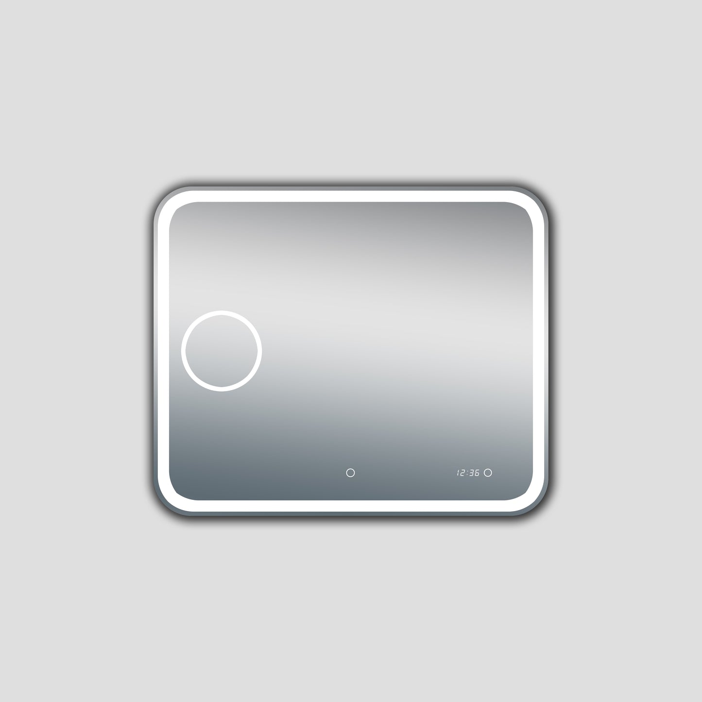 LED Frameless Mirror with Magnifier and Digital Clock - LDT 900x750mm