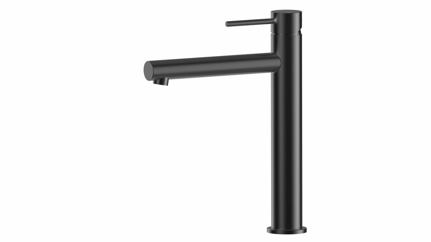 Otus Slimline Stainless Steel Highrise Basin Mixer - Matt Black