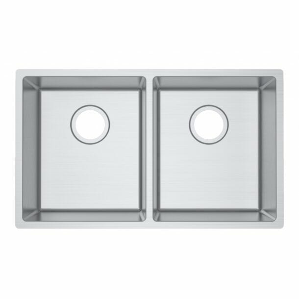 Round Corner Chrome Stainless Steel Handmade Double Bowl Kitchen Sink 740*440*200mm