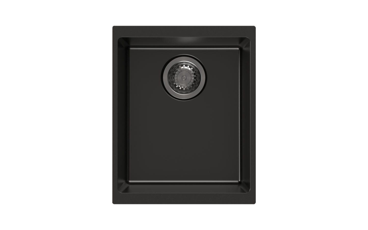 Matt Black Carysil Enigma N100N Granite Single Bowl Stone Kitchen Sink - 370x460x200mm
