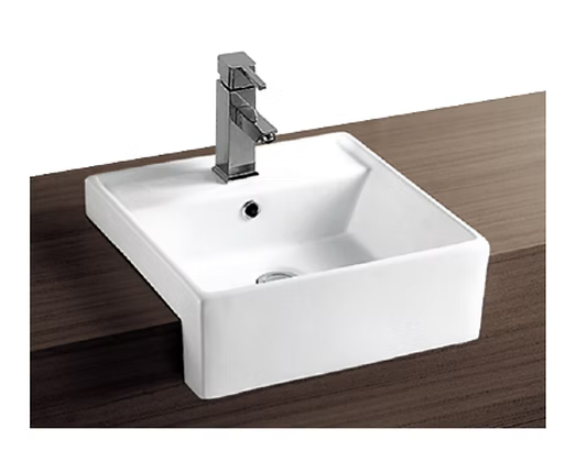 Above Counter Basin with Taphole and Overflow Gloss White 450mm x 410mm