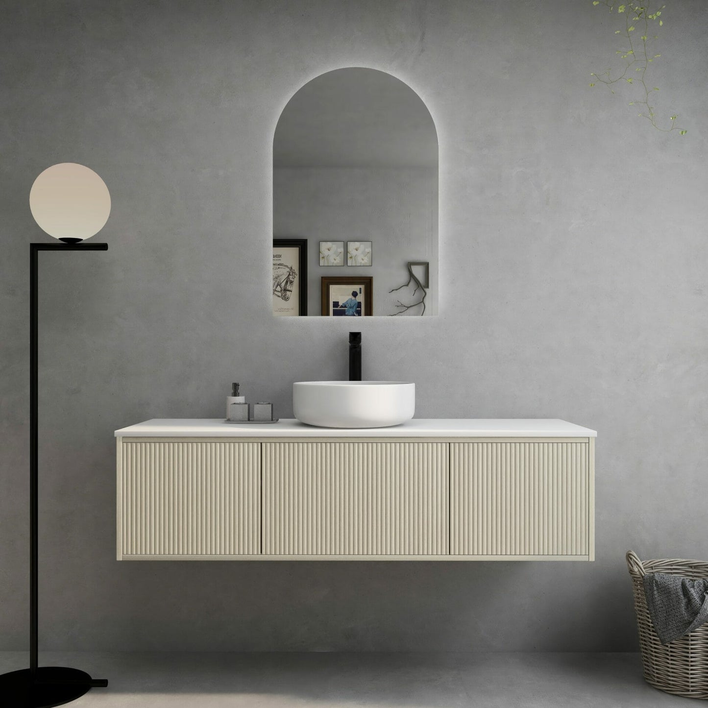 Bellevue Ensuite Slim Wall Hung Vanity - Coastal Oak - 1500mm