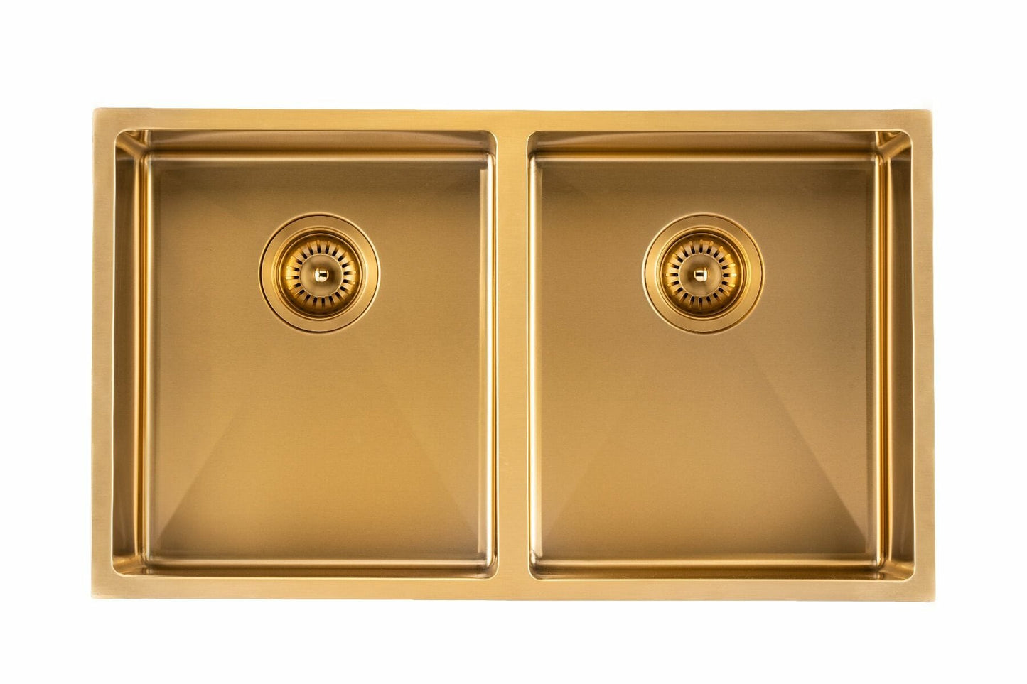 Brushed Gold 1.2mm Handmade Top/Undermount Double Bowls Kitchen Sink - 820x457x230mm