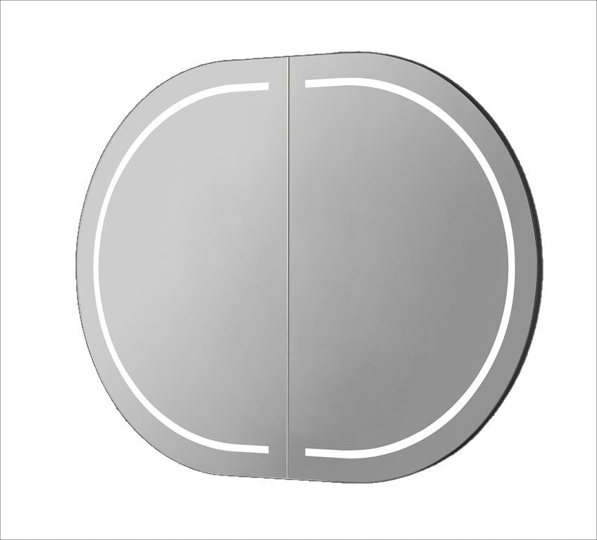 900mmx600mm Olivia Oval LED Shaving Cabinet - Matte Black