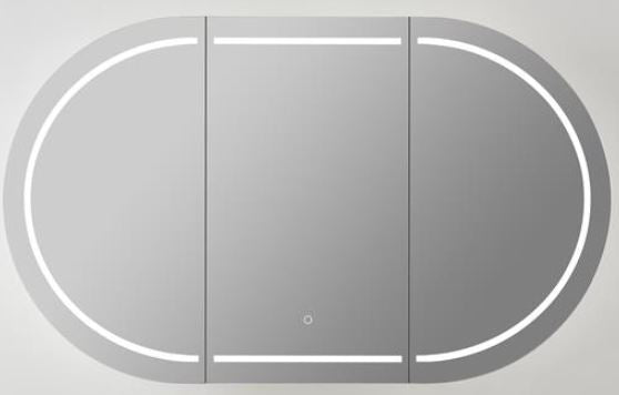 1200mmx750mm Olivia Oval LED Shaving Cabinet - Matte White
