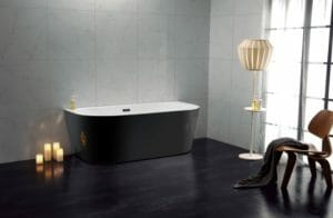 Deijah Black Round BTW Acrylic Bathtub - No OverFlow - 1500mm