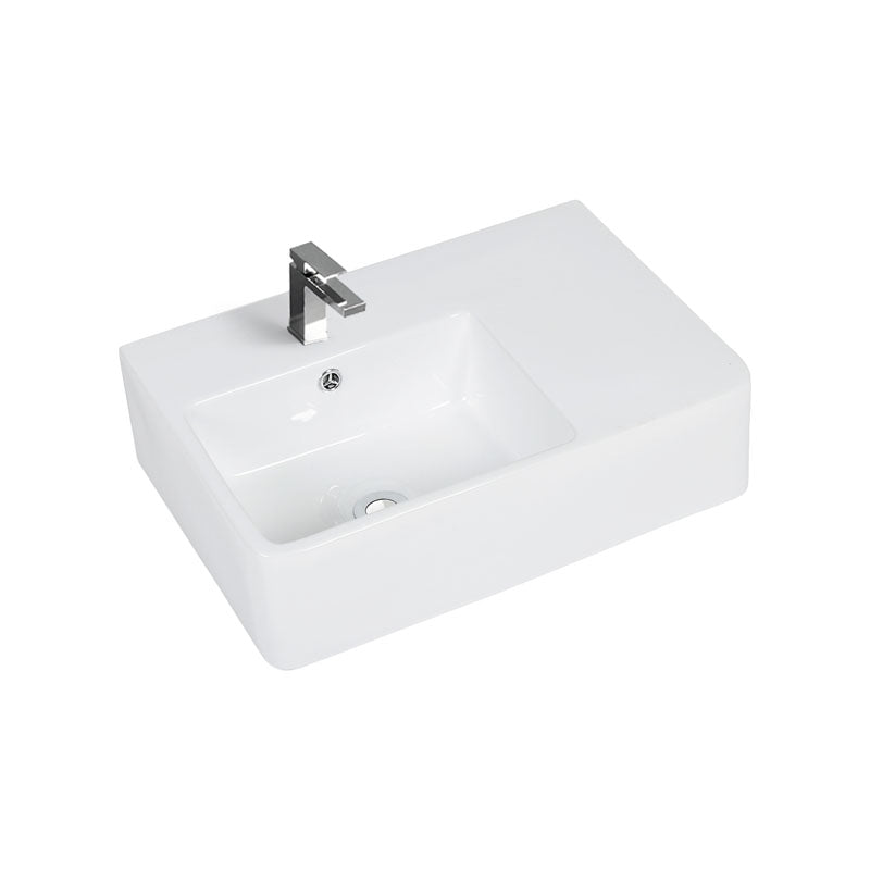 Gloss White - Wall Hung Basin - Left Hand Bowl - 600mm