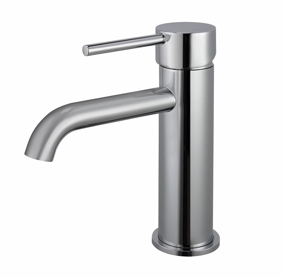 Care Round Chrome Short Basin Mixer Tap Crooked Water Spout