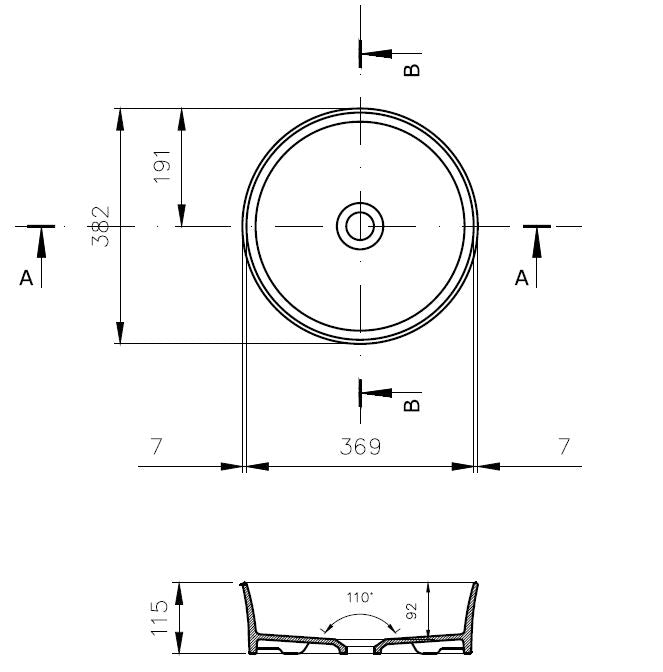 Fino Round 382 Counter Top Basin - Gloss White