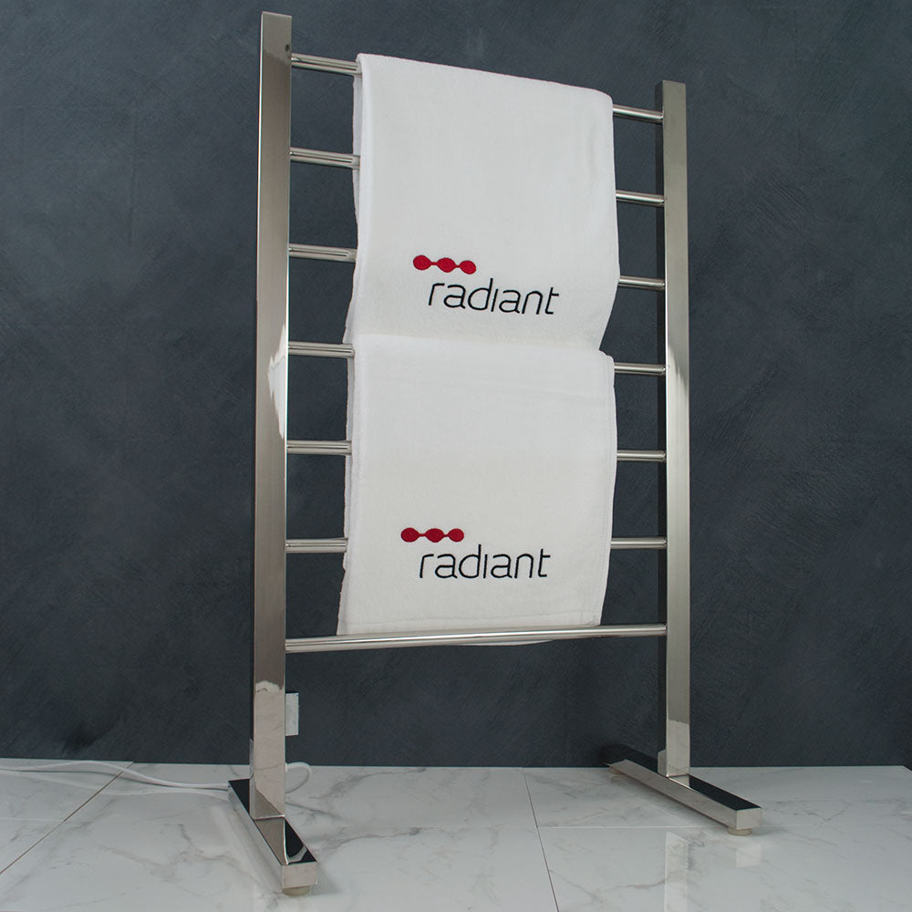 Radiant Polished 600 x 1000mm Free Standing HEATED Towel Rail