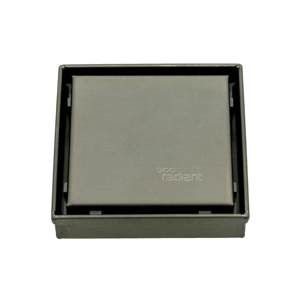 Radiant Tile Insert Square Shower Grate - 100 mm + 38mm outlet - Gunmetal Grey