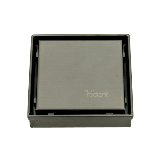 Radiant Tile Insert Square Shower Grate - 100 mm + 74mm outlet - Gunmetal Grey