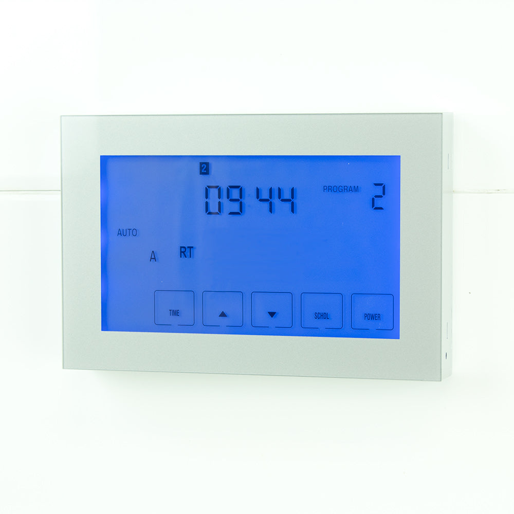 Radiant Glass Fronted touch screen timer horizontal mounted - Silver