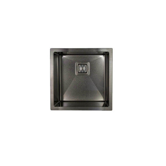Vanté Nano Coated Single Square Bowl Kitchen Sink - R10 Corner - SS 304 Stainless Steel - 450mm - PVD Gunblack