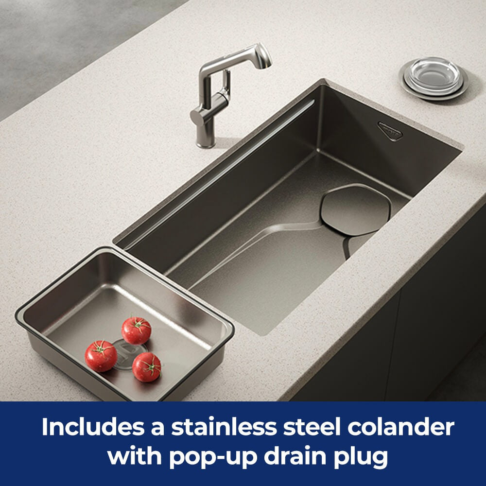 Luxe Serene 1.0 Single Bowl Workstation Kitchen Sink - Slide Lip - 2.5mm Thick Stainless Steel - 750mm - Anti-Scratch StoneGuard™
