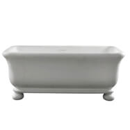 Kirkham 180 x 84 TitanCast Solid Surface Bath With Ball Feet - Satin Silk White With Overflow