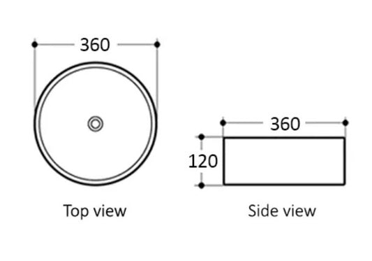 360mm Matt White White Round Above Counter Basin | 360x360x120mm