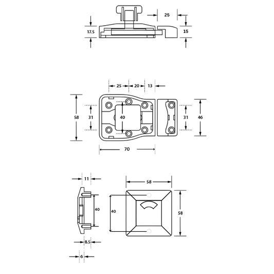 Moda Series Slide Lock and Indicator Set - Designer Black - With Screw Fixings