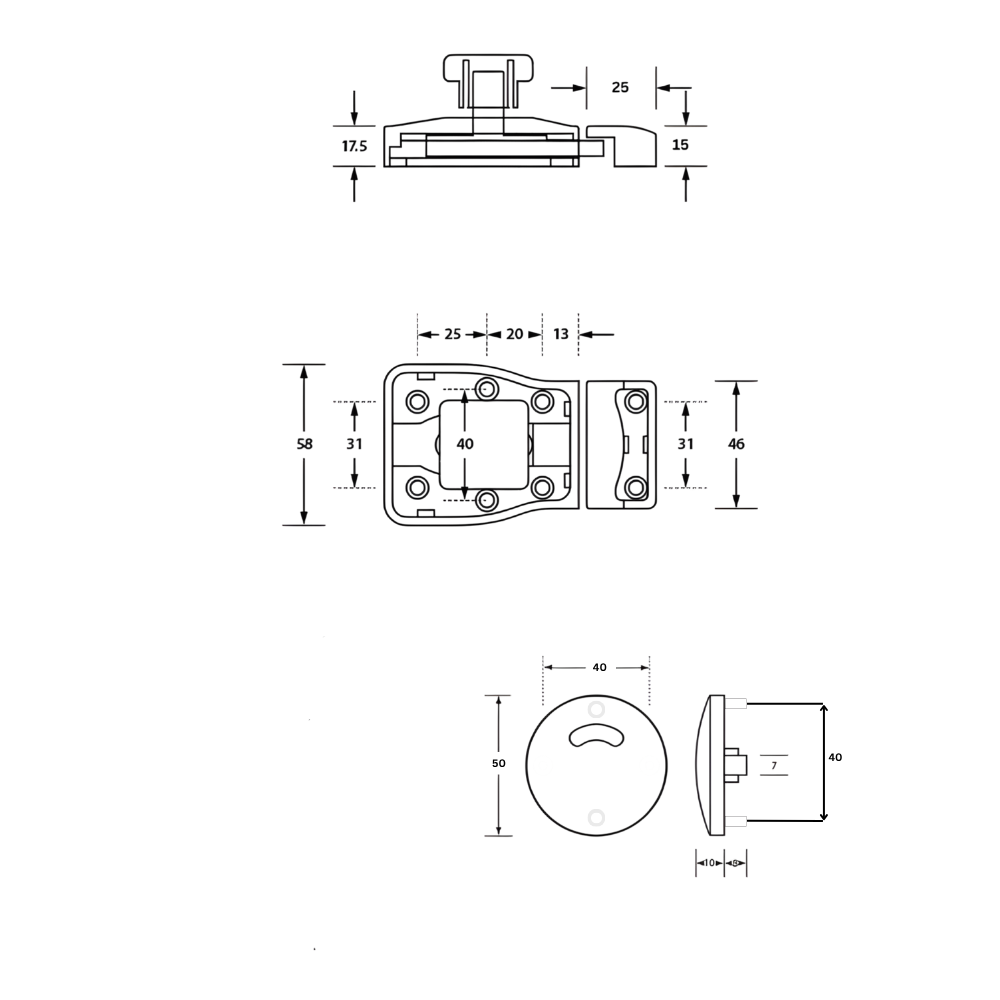 Moda Series Slide Lock and Round Face Indicator Set - Designer Black - With Screw Fixings