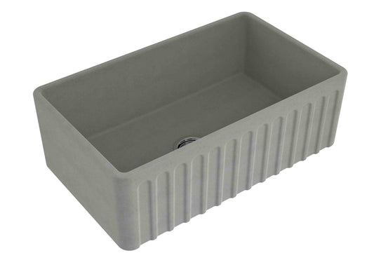 KIT - Novi 75x46 Fireclay Butler Sink - Concrete Look With Overflow Incl. Waste