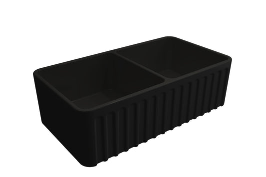 KIT - Novi 85x46 Fireclay Butler Sink – Matte Black With Overflow Incl. Waste