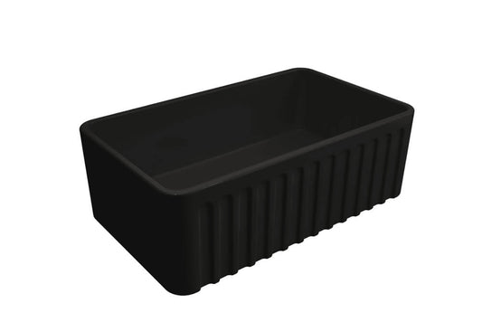 KIT - Novi 75x46 Fireclay Butler Sink – Matte Black With Overflow Incl. Waste