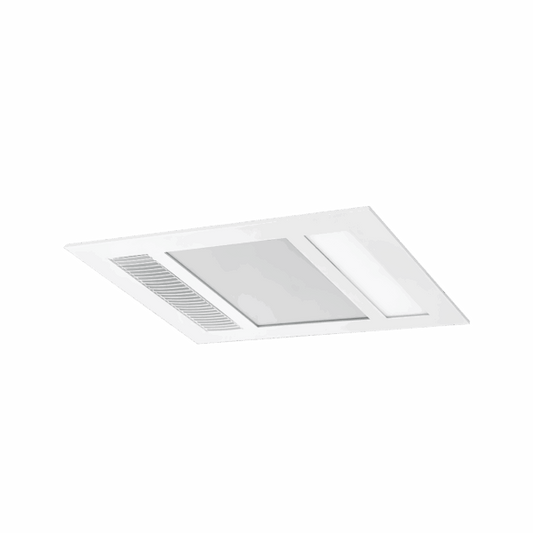 Phoenix Mini 1000w Halogen 3 in 1 Bathroom Heater & High Extraction Exhaust Fan with Tricolour LED Light Panel - White