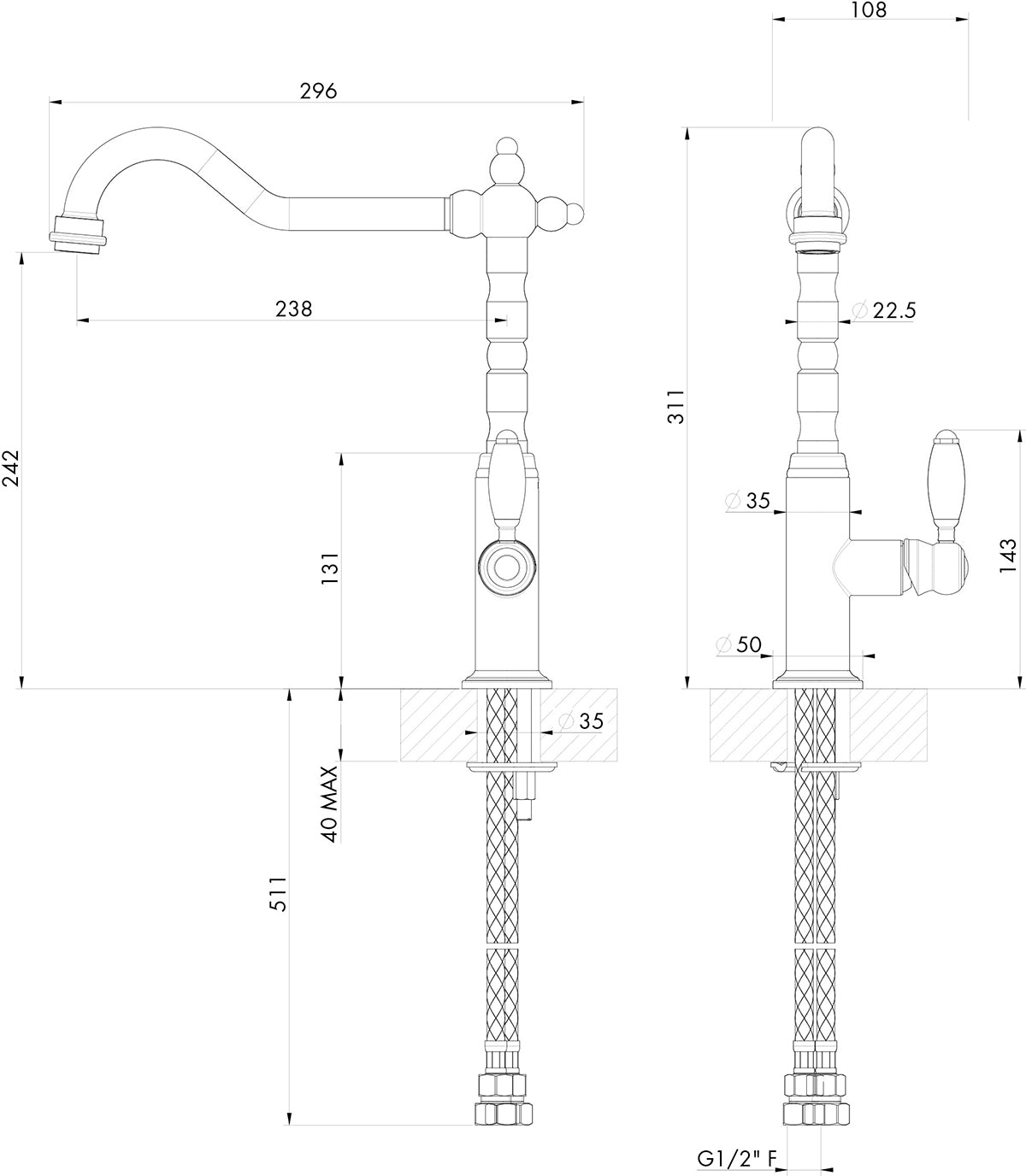 Providence Single Sink Mixer - Brushed Nickel