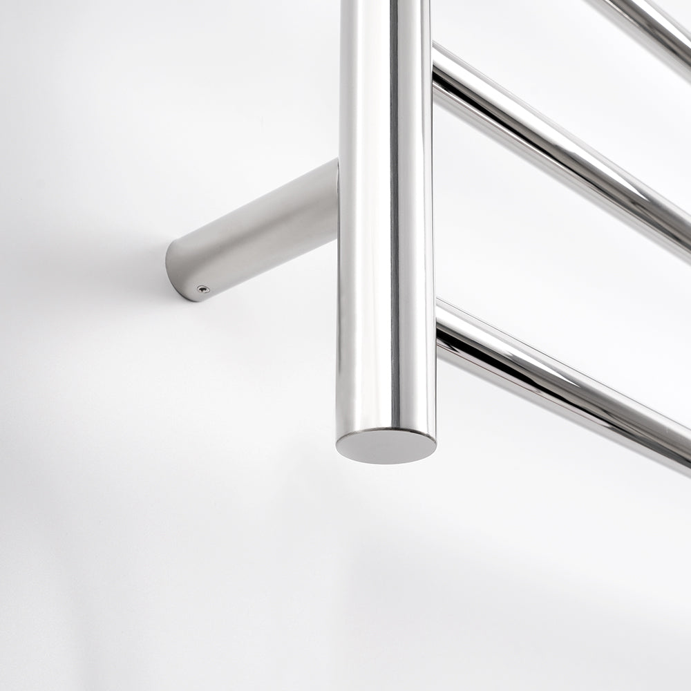 Radiant Polished Chrome 600 x 1100mm Round HEATED Towel Rail RIGHT