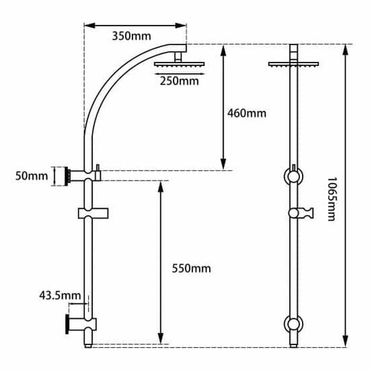 10 inch Round Black Shower Station Top Inlet